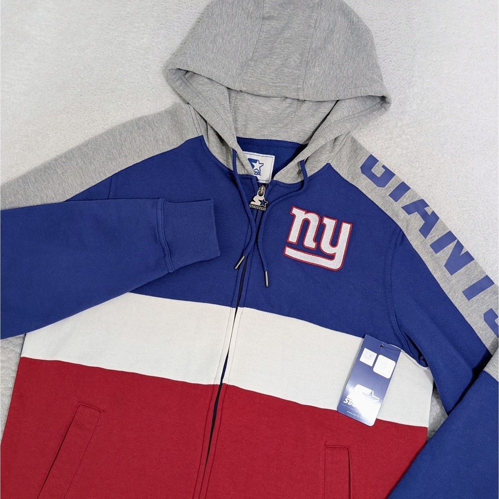 NEW NY Giants Starter Jacket Men's L NWT Hoodie Sweatshirt Red White Blue
